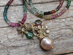 Tourmaline Necklace & Pink Edison Pearl Pendant