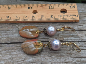 Jasper & Pink Edison Pearl Earrings