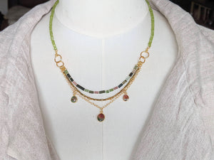 Tourmaline & Peridot Multi Strand Necklace
