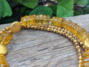 Golden Citrine & 24 kt filled Hematite Honey Bee Bracelet