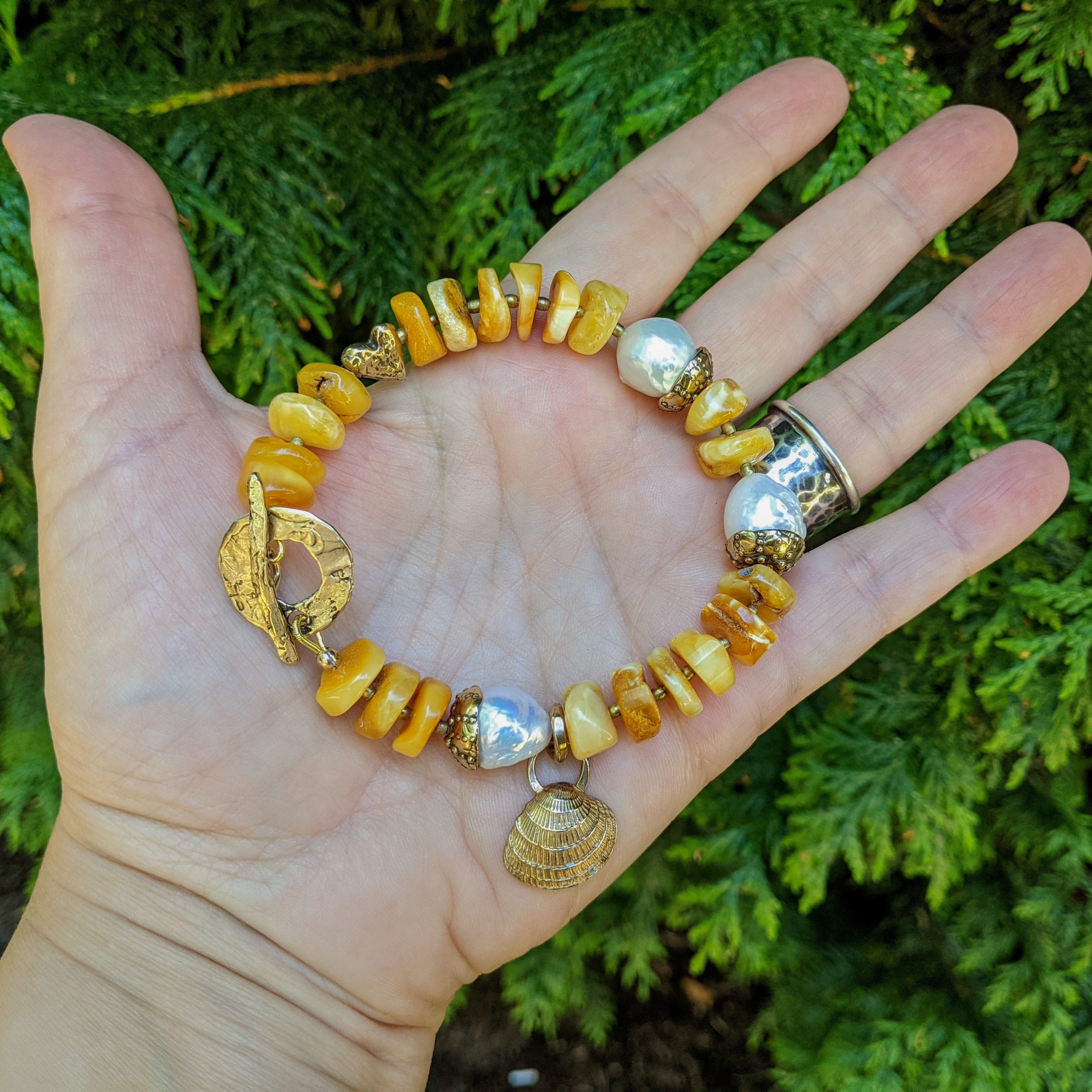 One of a kind  butterscotch Baltic amber bracelet created by Aurora Creative Jewellery.