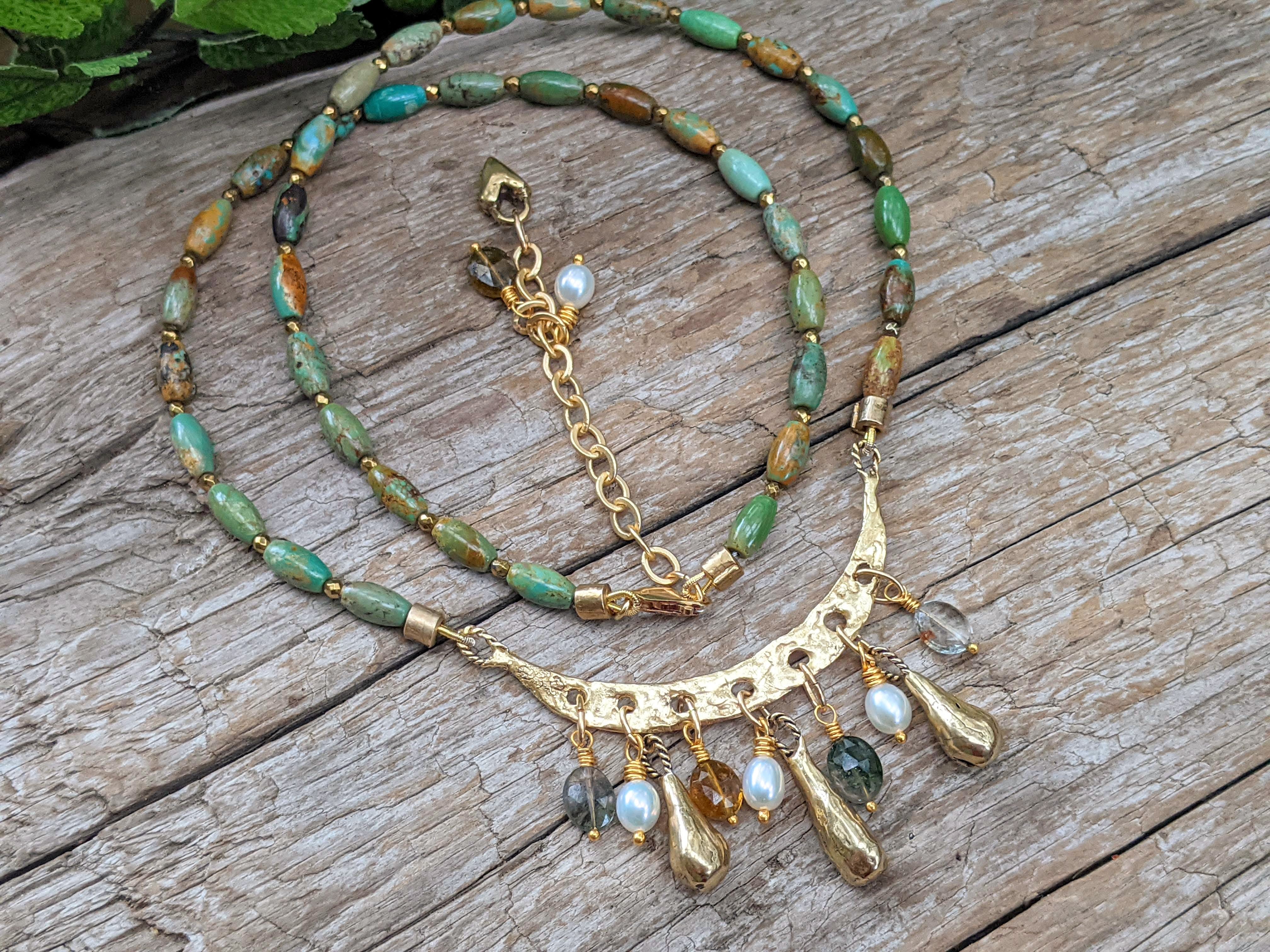 Turquoise & Tourmaline Chandelier Necklace