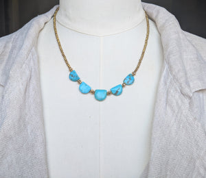Genuine Turquoise & Gold Filled hematite Necklace