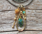 Green-Blue Opalized Wood Opal Pendant Necklace