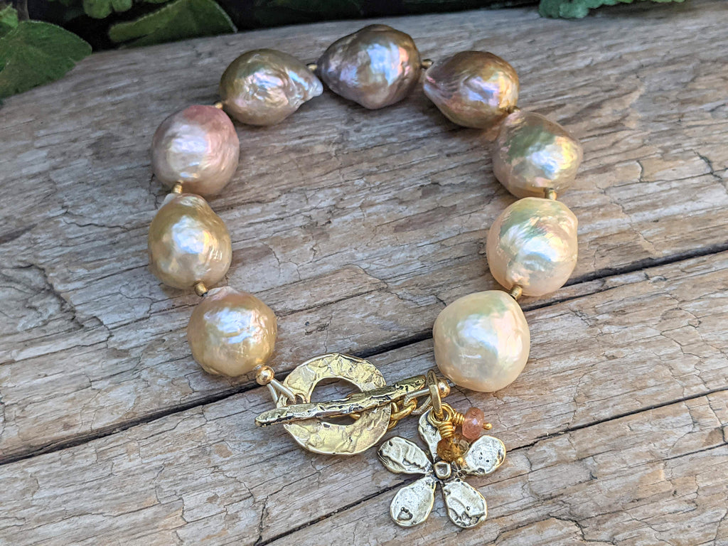 Big Pink Gold Edison Pearl Bracelet