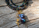 Black Opal & Black Baroque Pearl necklace