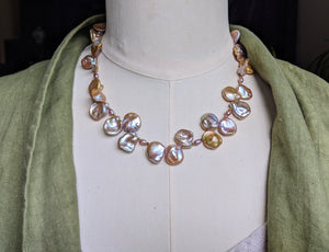 Gold- Bronze Keshi Pearl Necklace