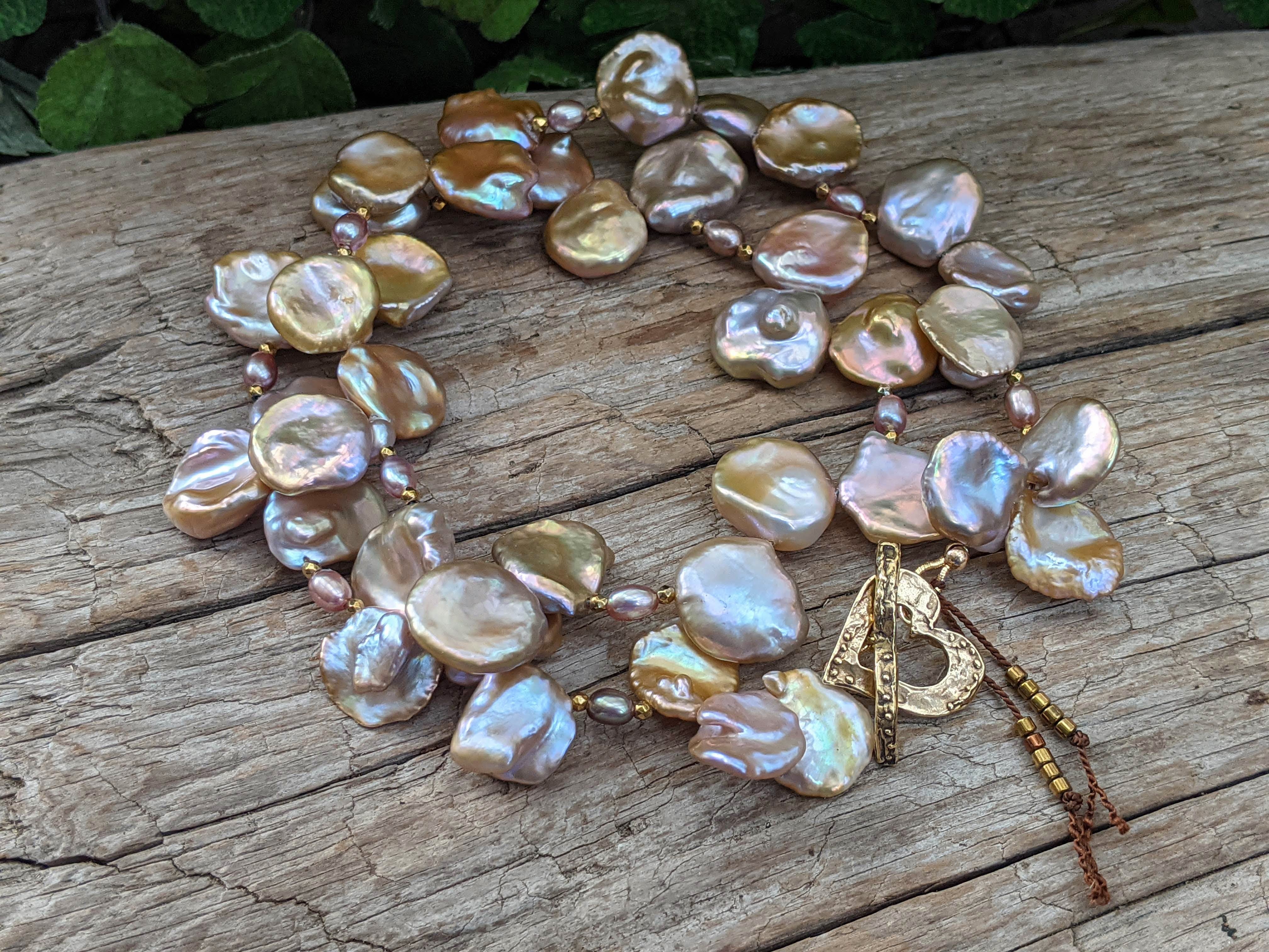 Gold- Bronze Keshi Pearl Necklace