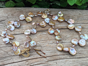 Gold- Bronze Keshi Pearl Necklace