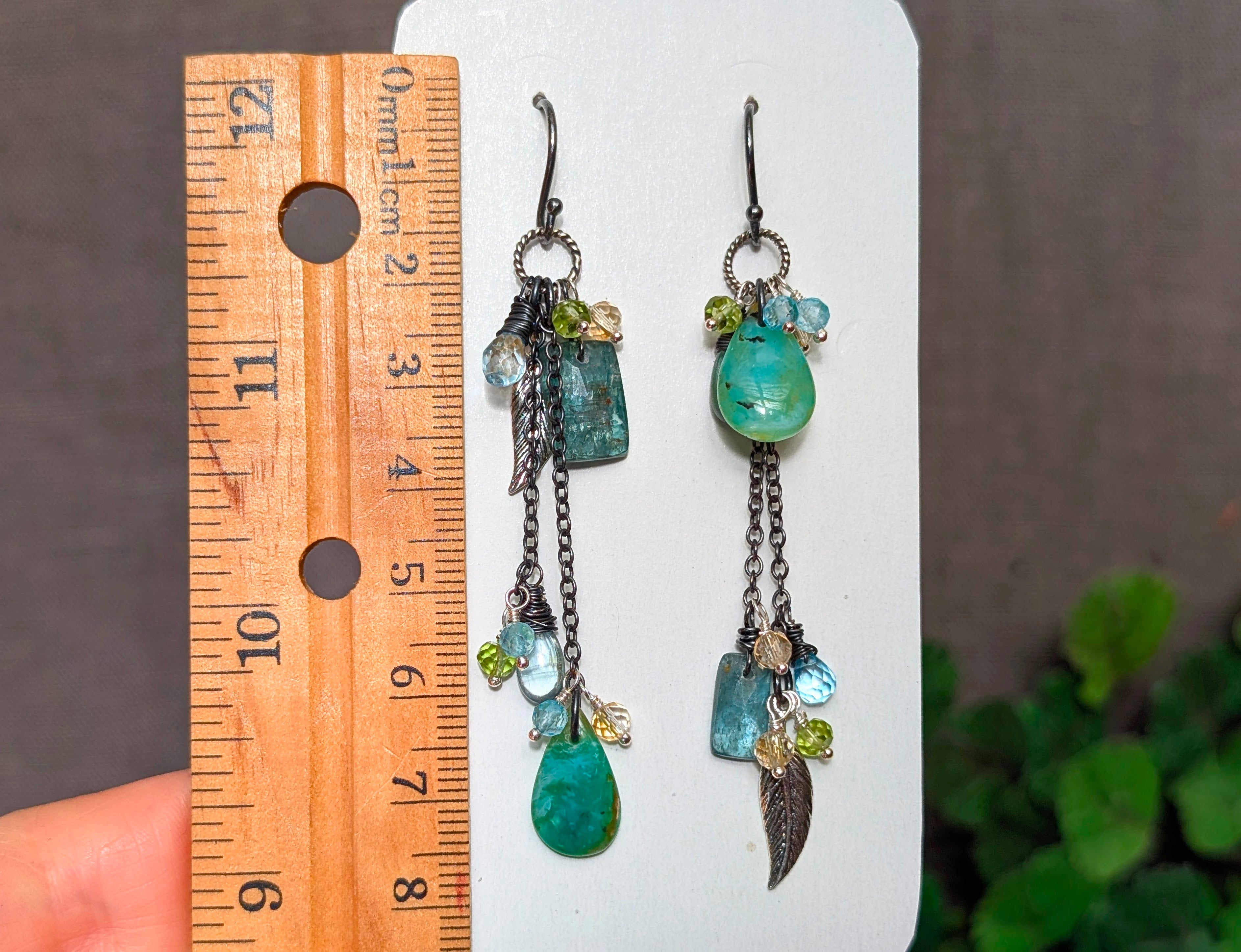 Peruvian Blue Opal and Garnet EarringsUnique, beautiful Peruvian opal earrings.