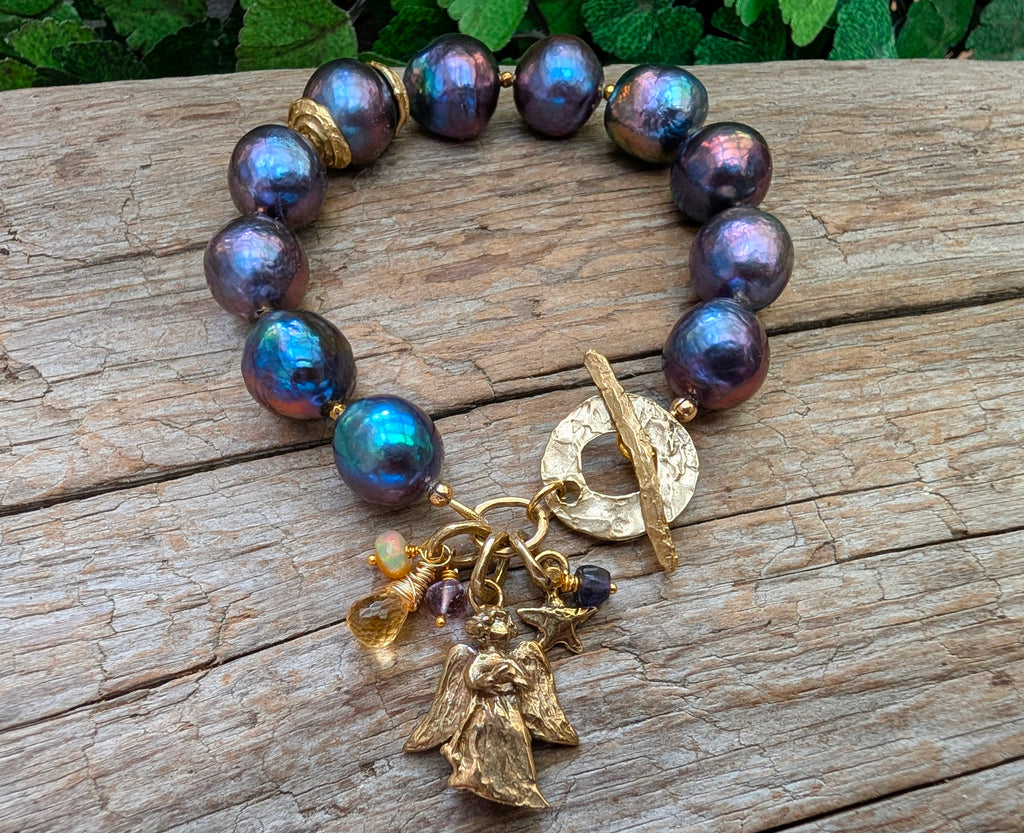 Large Black Edison Pearl Bracelet