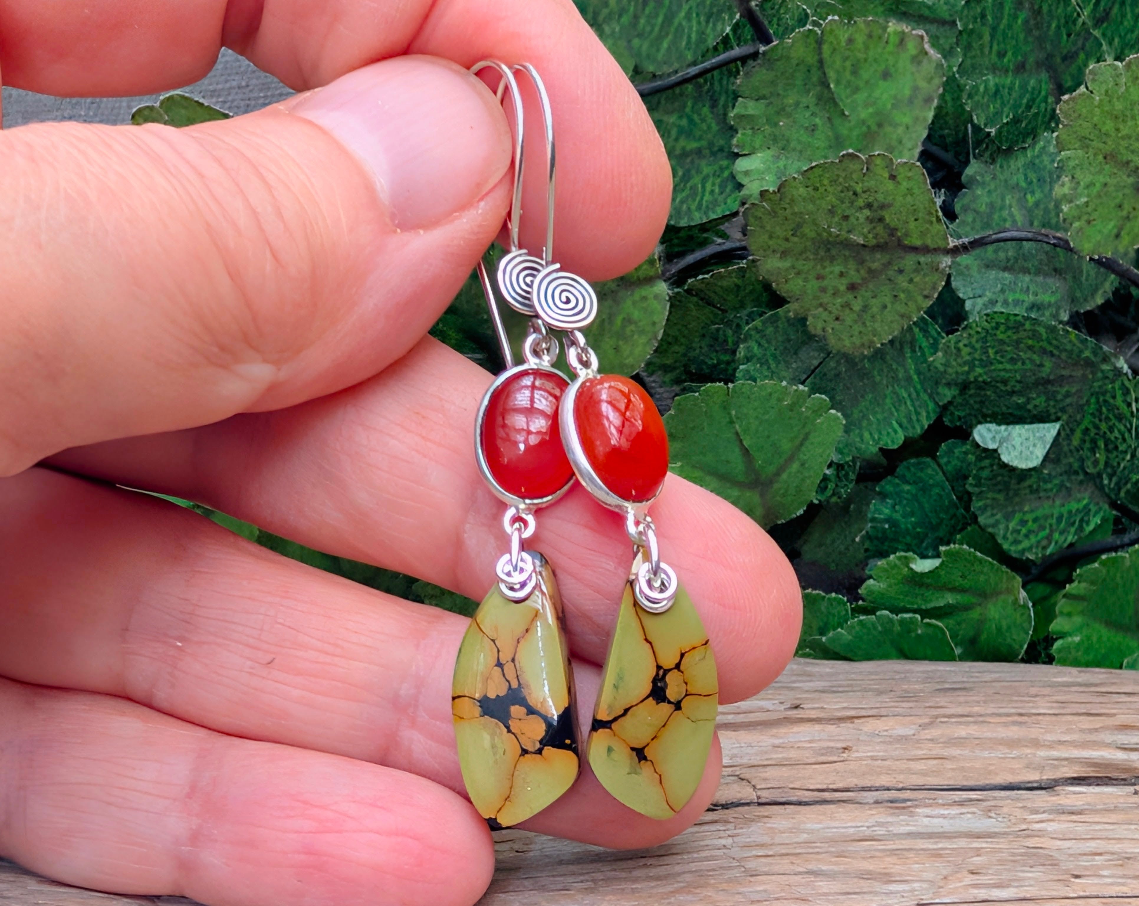 Turquoise & Carnelian Earrings