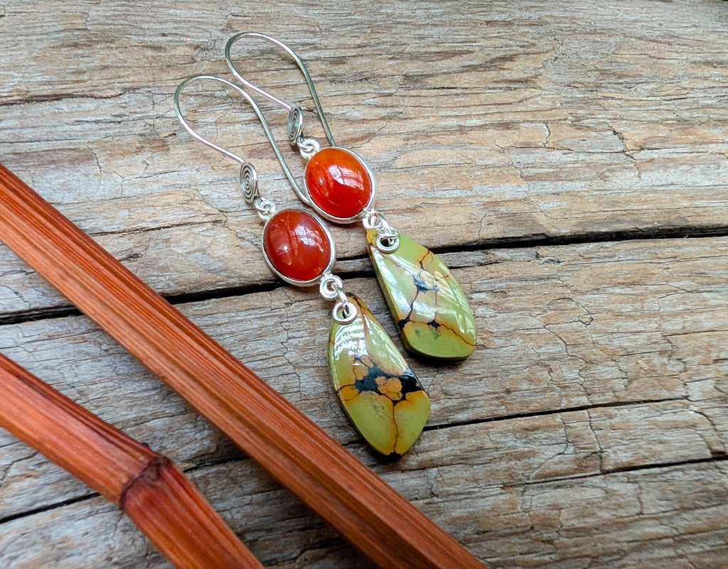 Turquoise & Carnelian Earrings