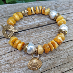 Egg Yolk Baltic amber artisan bracelet created by Aurora Creative Jewellery