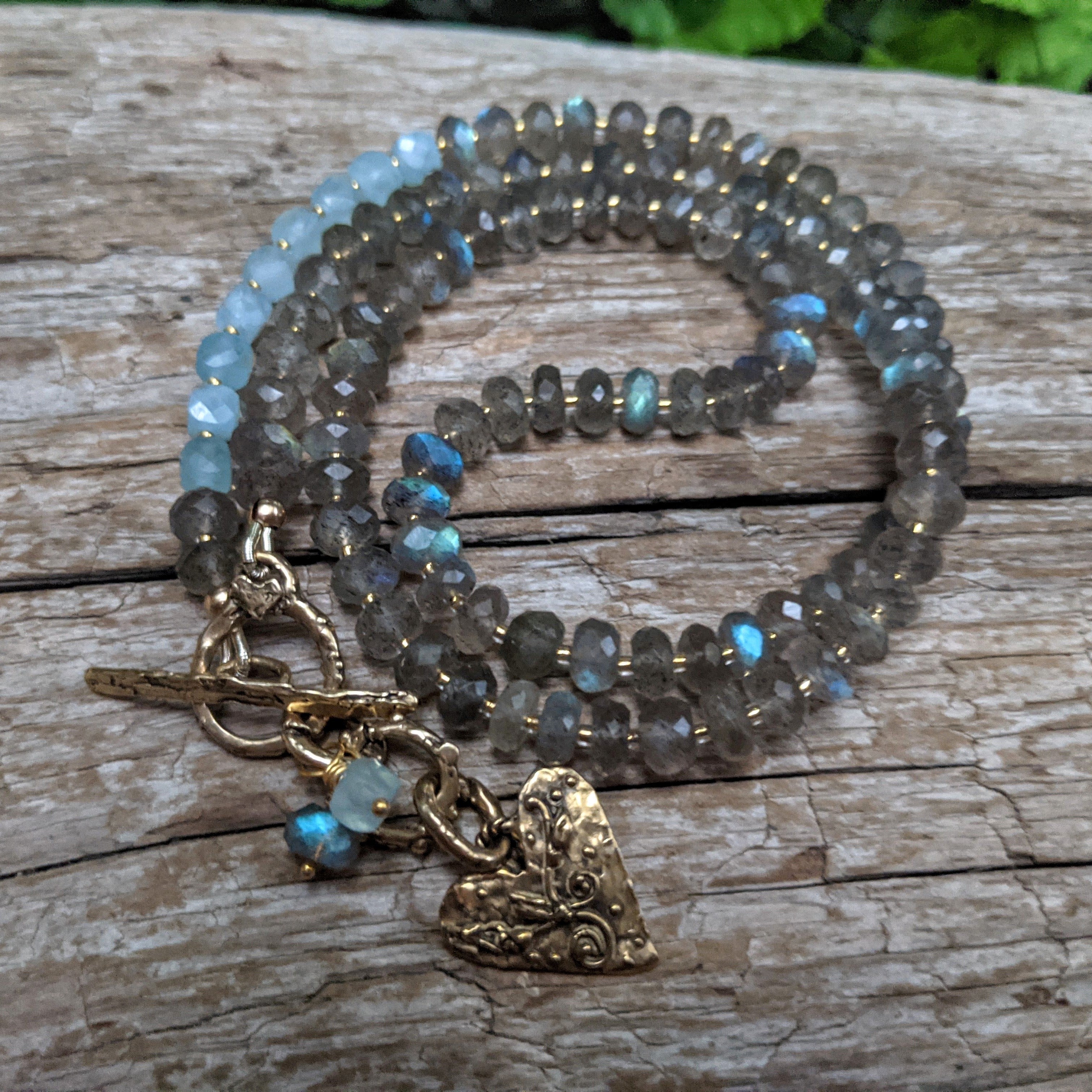 Gorgeouse top quality labradorite necklace with aquamarine. Created by Aurora Creative Jewellery. 
