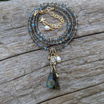 Labradorite statement necklace, sparkle necklace, labradorite statement necklace, handcrafted bu Aurora Creative Jewellery 