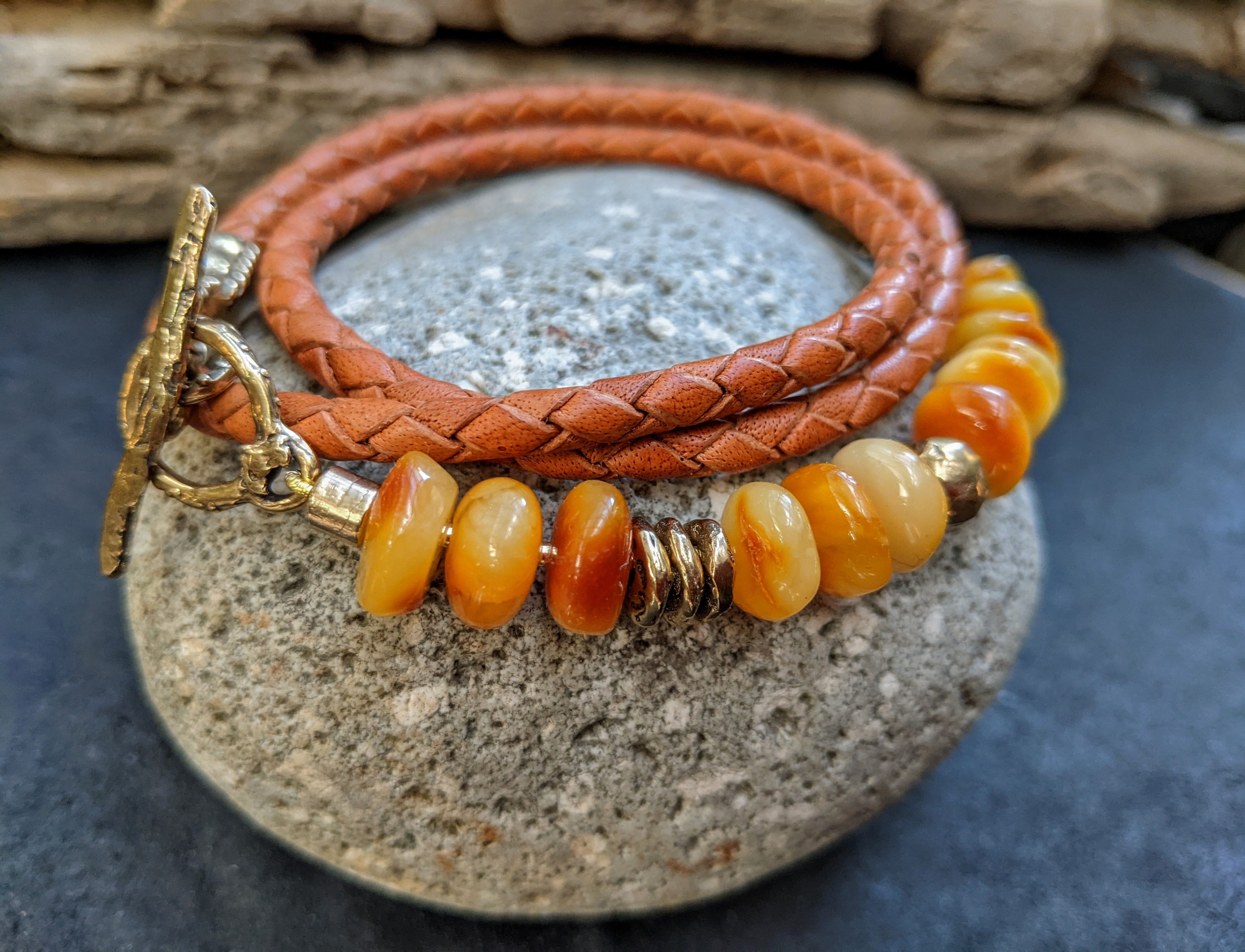 Butter Scotch Baltic amber bracelet. Handcrafted by Aurora Creative Jewellery.