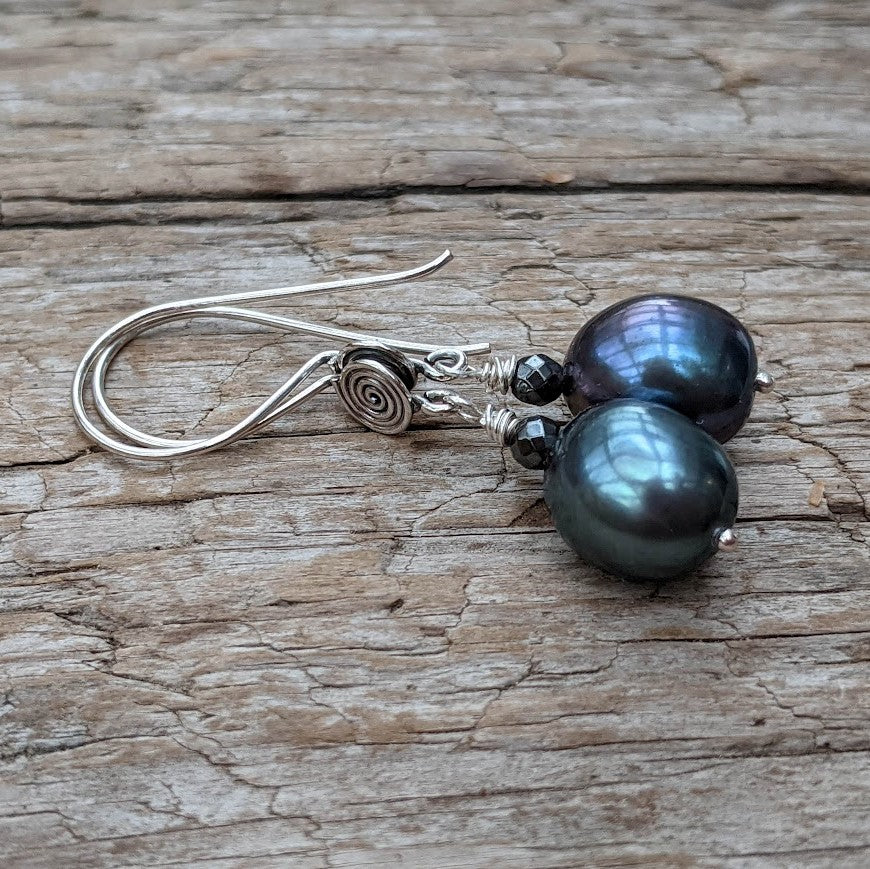 Black Pearl & Hematite Earrings