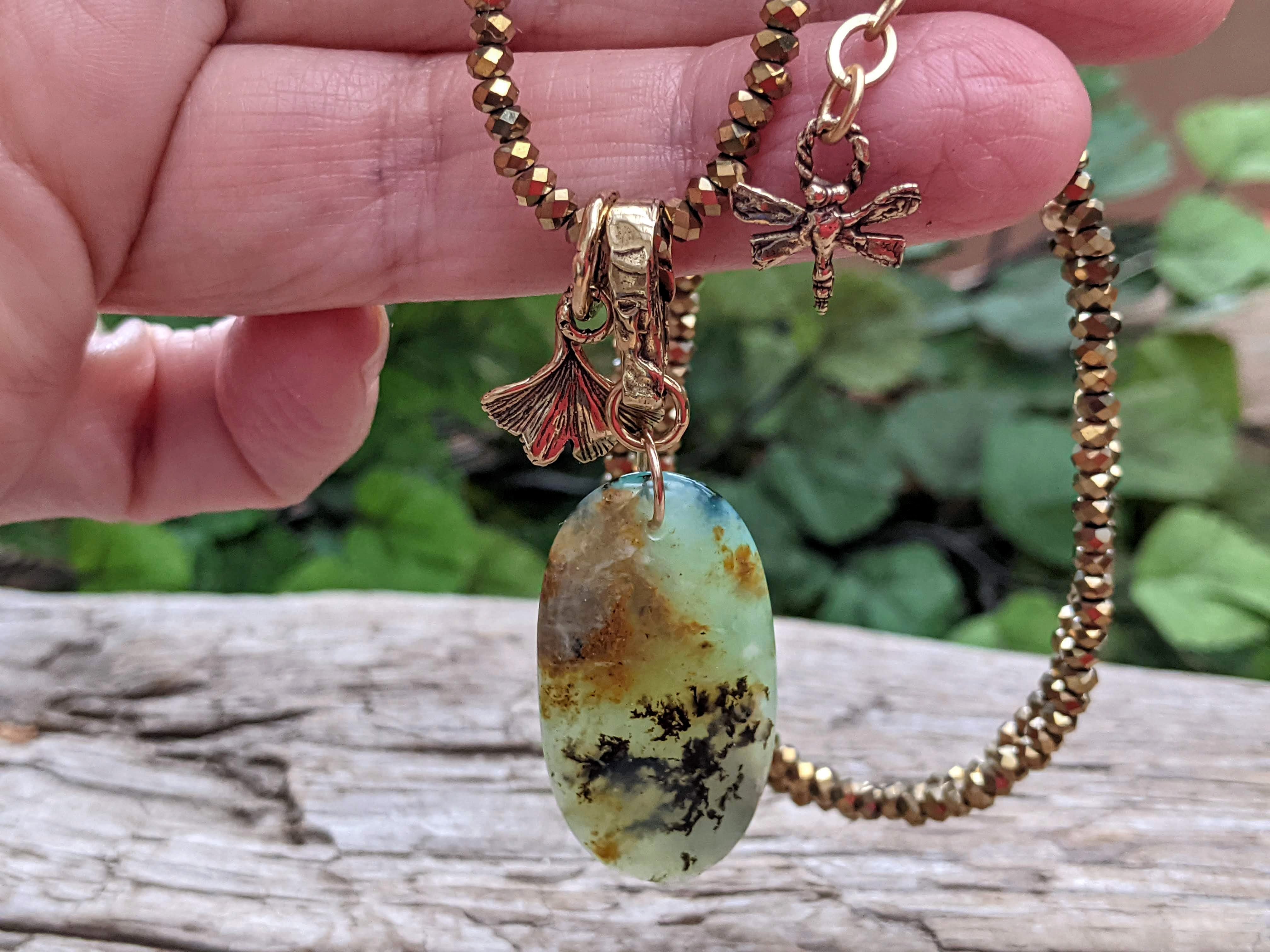 One-of-a-Kind Peruvian Blue Opal Necklace, Opal Pendant