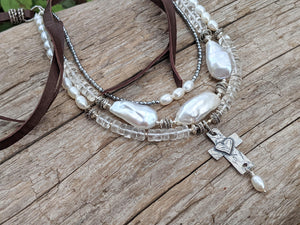 Multi Strand Genuine Pearl Necklace