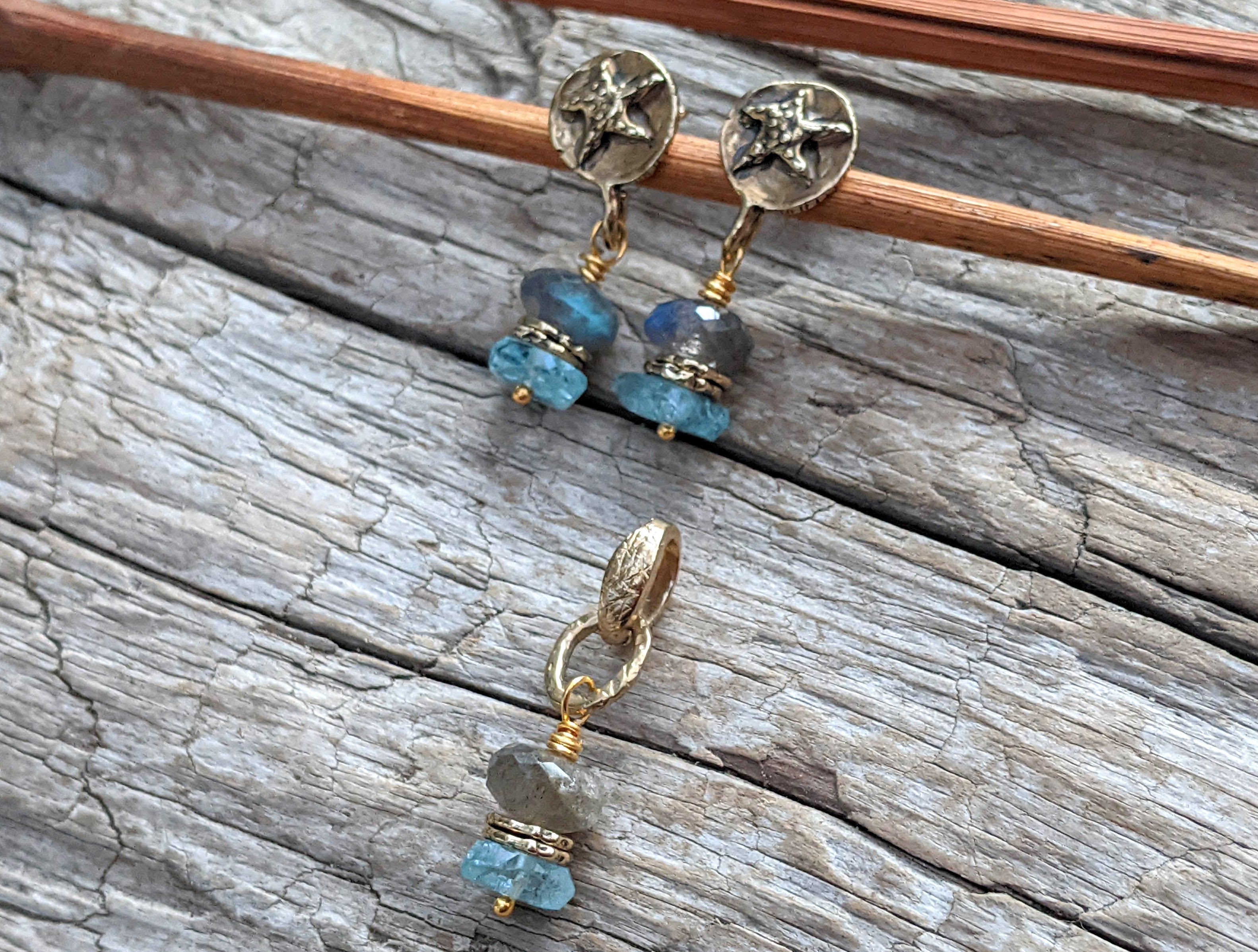 Aquamarine & Labradorite Set Earrings & Pendant