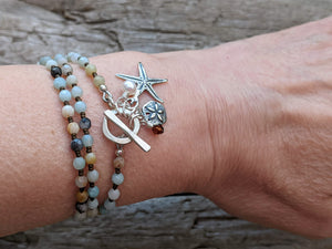 Amazonite Gemstone Starfish Pendant Bracelet - Necklace 2in1