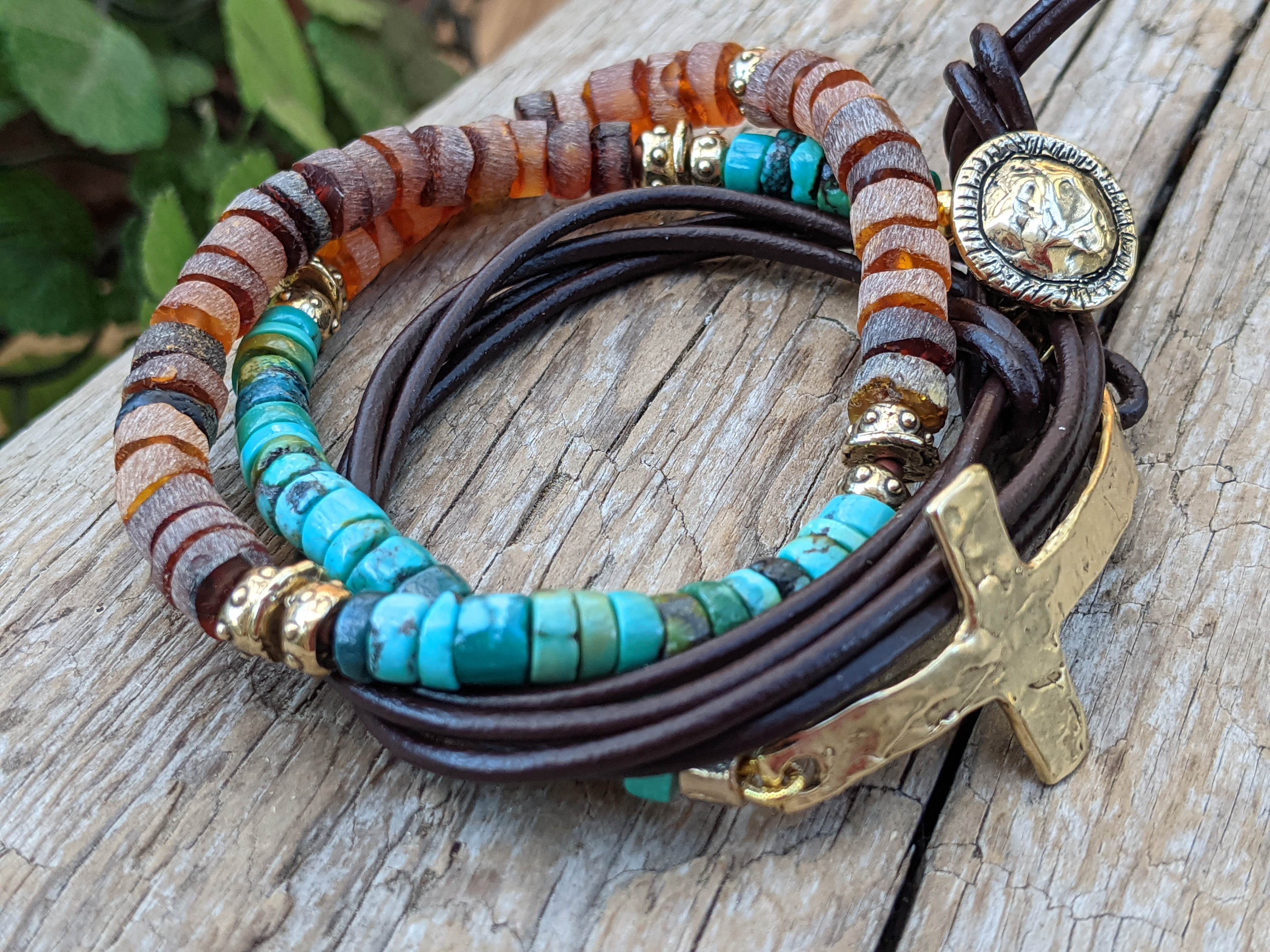Turquoise & Rath Baltic Amber Wrap Bracelet