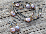 Pink Pearl Set Necklace & Earrings