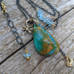 Peruvian Blue Opal Necklace, Opal Pendant, Artisan  Necklace, Created by Aurora Creative Jewellery.
