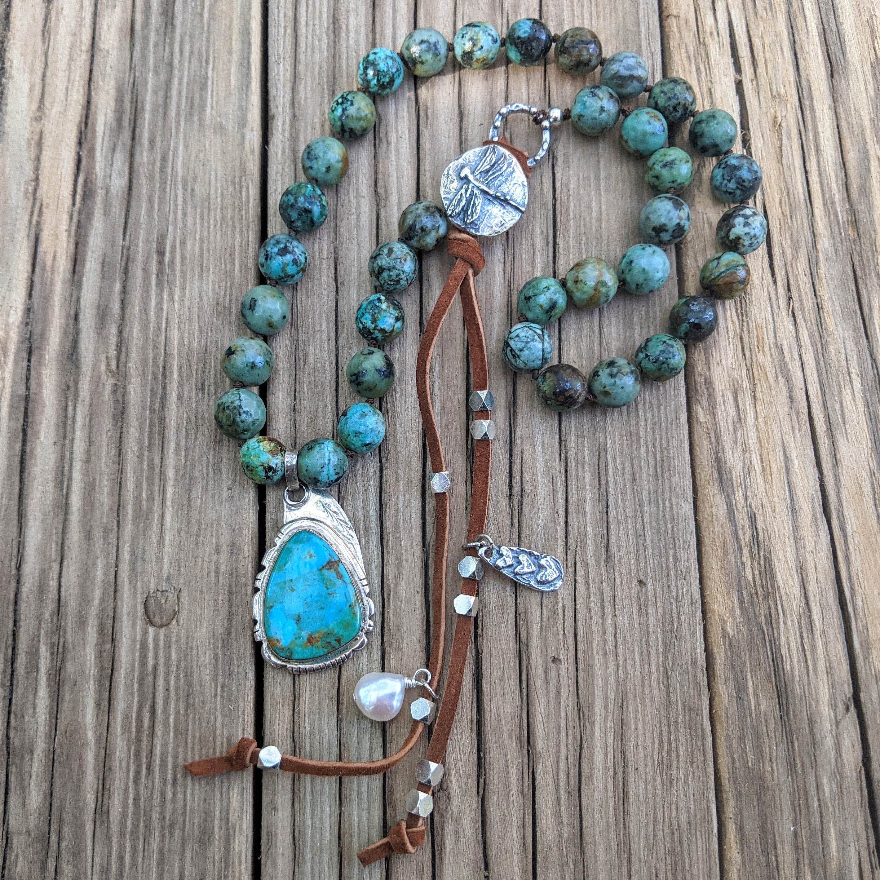 Southwestern Style Turquoise Necklace & Native American Eagle Pendant