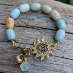 Amazonite, Sun & Heart Charm Bracelet
