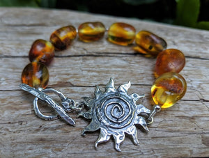 Handmade Baltic amber nugget sun bracelet by Aurora Creative Jewellery