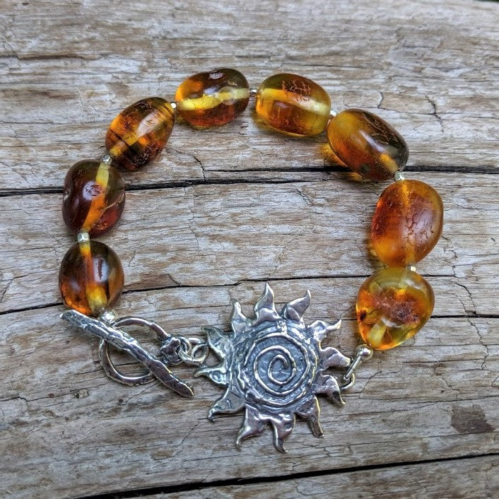 Handmade Baltic amber nugget sun bracelet by Aurora Creative Jewellery