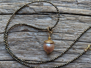 Pyrite & Edison Pearl Pendant Necklace